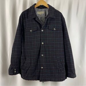Vintage Utex XL Wool Plaid Shirt Jacket Button Up Quilted Chore Shacket Cabin
